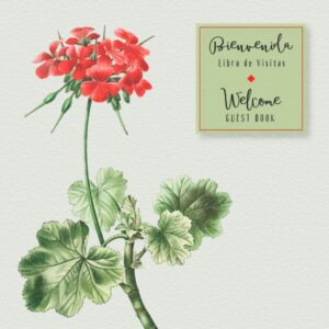 Spanish English Bilingual Guestbook for Visitors - Geraniums