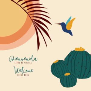 Spanish English Bilingual Guestbook for Visitors - Boho Hummingbird