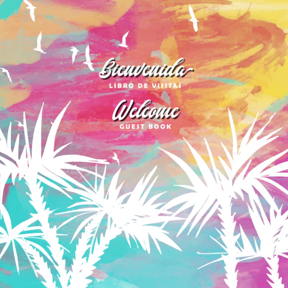 Spanish English Bilingual Guestbook for Visitors – Abstract Tropical Sunset