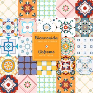 Spanish English Bilingual Guestbook for Visitors - Traditional Spanish Tile