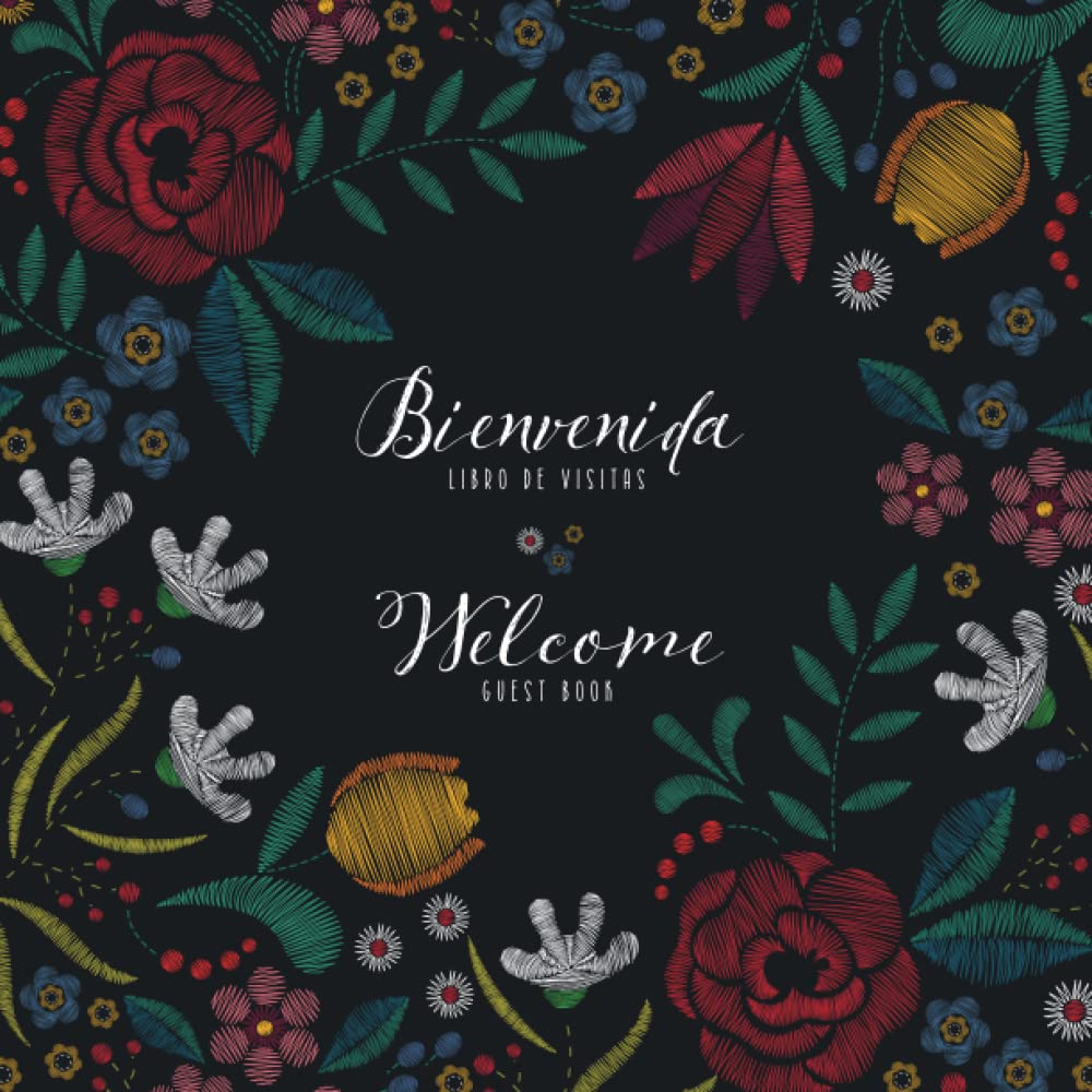 Spanish English Bilingual Guestbook for Visitors – Embroidery