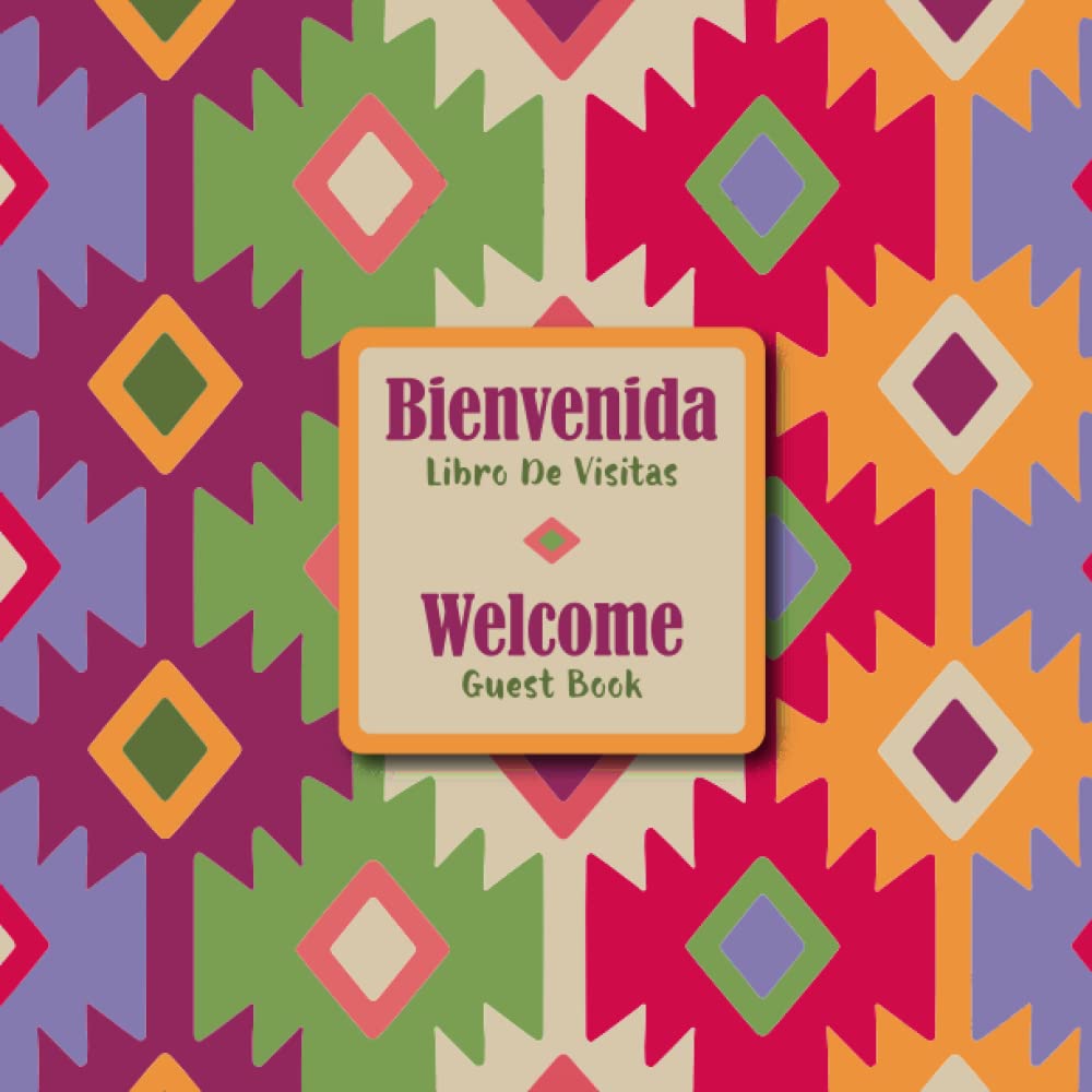 Spanish English Bilingual Guestbook for Visitors – Hispanic Pattern