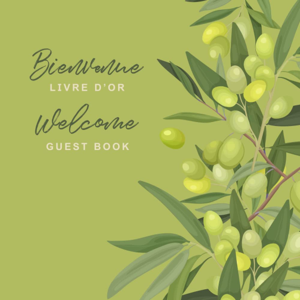 French English Bilingual Guestbook for Visitors – Green Olive