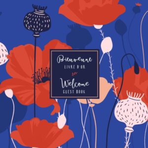 French English Bilingual Guestbook for Visitors - Poppies