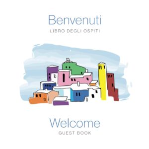 Italian English bilingual guest book for visitors colourful village