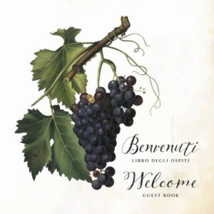 Italian English Bilingual guest book for visitors with grapevine image