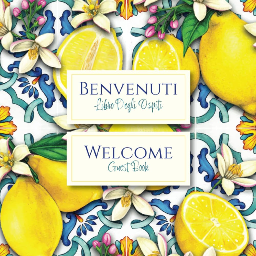 Italian English Bilingual Guestbook for Visitors – Lemons on Tiles
