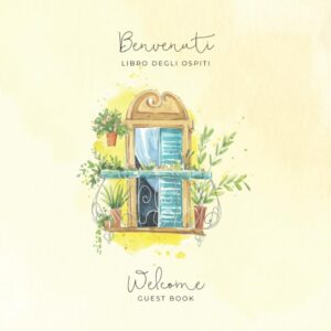 bilingual Italian English guest book with a watercolour balcony