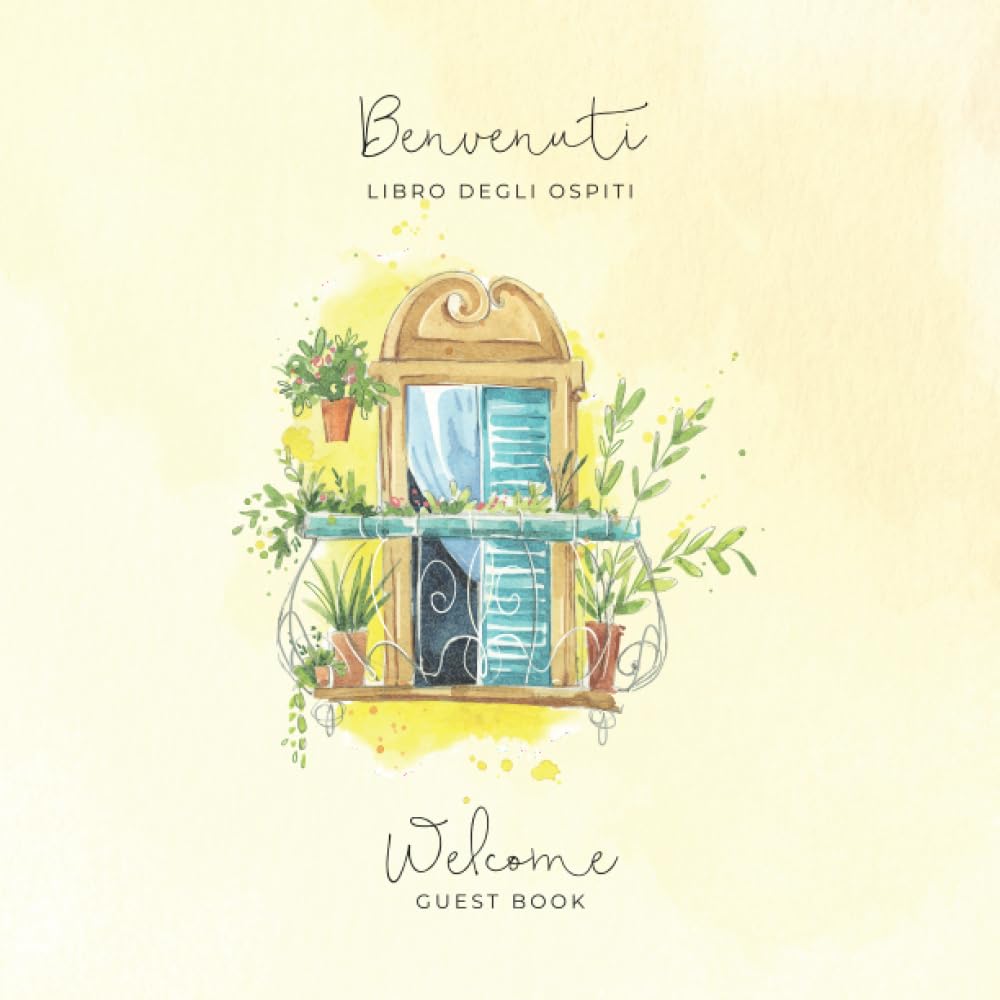 Italian English Bilingual Guestbook for Visitors – Balcony Illustration