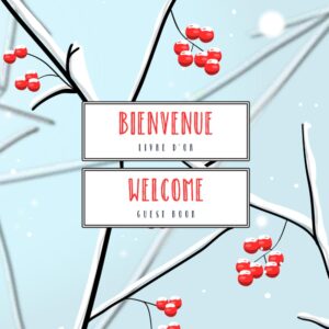 French English bilingual guest book with winter berries and branches