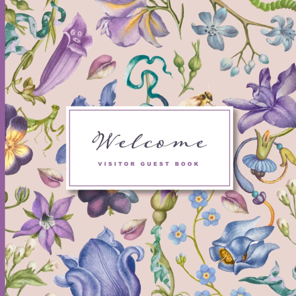 English Guestbook for Visitors – Vintage Floral Botanical