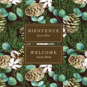 French English Pine Cones bilingual visitors guest book for holiday accommodation