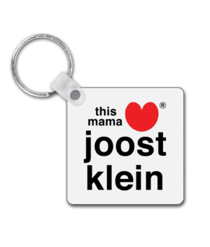 Square Keyring – Black text